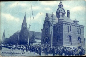 Woodstock New Brunswick NB Main St. Military Parade 1900s-20s Vintage Postcard