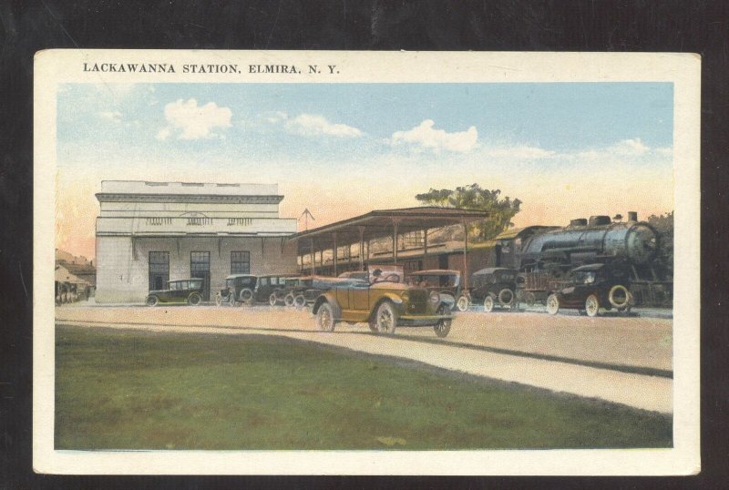 ELMIRA NEW YORK LACKAWANA RAILROAD DEPOT TRAIN STATION VINTAGE POSTCARD