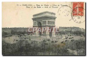 Old Postcard Paris Place de l'Etoile Arc de Triomphe