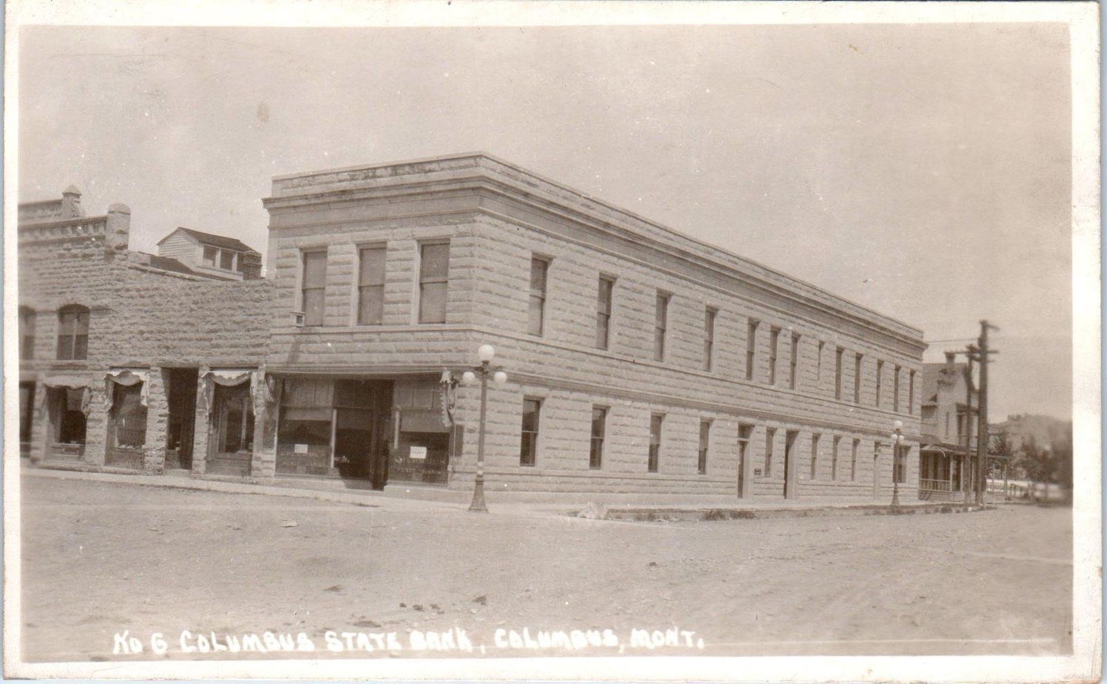 RPPC COLUMBUS, MT Montana COLUMBUS STATE BANK Street Scene c1910s