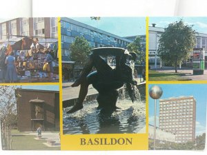 Postcard Basildon Town Centre Fountain Market Towngate Theatre DSS Building 70s