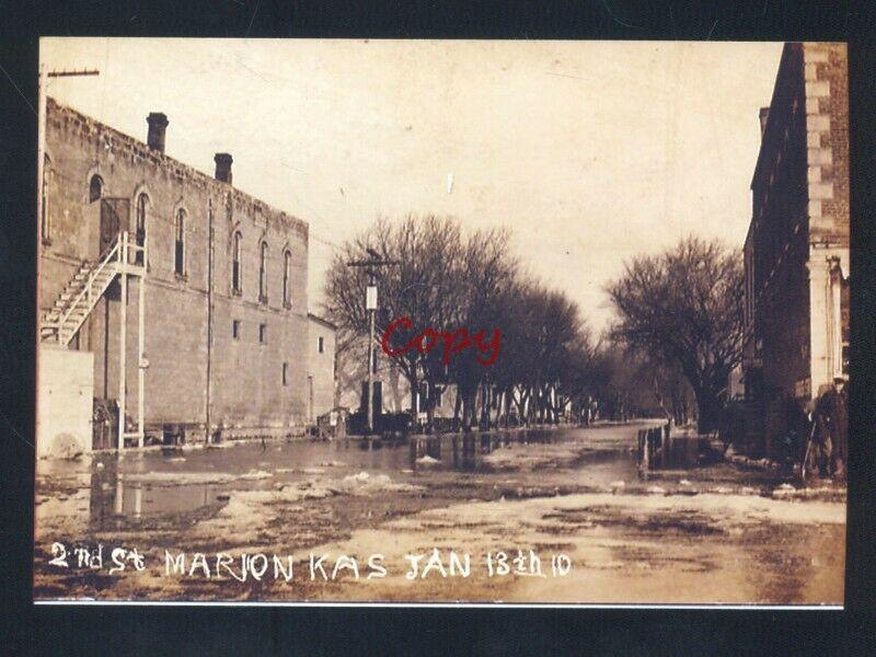 REAL PHOTO MARION KANSAS DOWNTOWN STREET SCENE FLOOD DISASTER POSTC ARD COPY