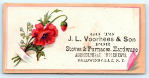 c1880s Baldwinsville NY J.L. Voorhees Stoves Furnace Implements Trade Card C18