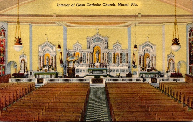 Florida Miami Gesu Catholic Church Interior Curteich