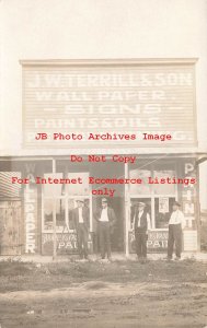 NE, Garfield, Nebraska, RPPC, John Terrell Wall Paper Signs Paints & Oils Store