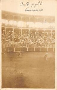 Panama Bull Fight Arena Scene Grandstand Real Photo Antique Postcard K17519