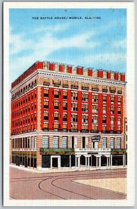 Vtg Mobile Alabama AL Battle House Hotel 1940s View Linen Postcard