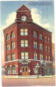 The Killington National Bank, Rutland, Vermont, VT, 1950 Linen