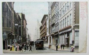 PHILADELPHIA PA CHESTNUT STREET 8th St. ANTIQUE UNDIVIDED POSTCARD railroad TRAM