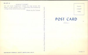 Stagecoach at Sundown, Greetings From Baker CA Vintage Postcard Y37