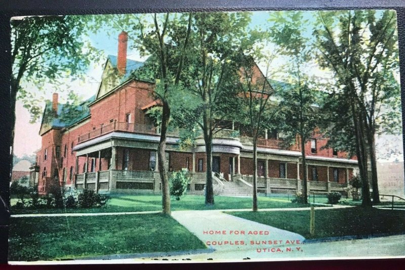 Vintage Postcard>1909>Home for Aged Couples>Sunset Avenue>Utica>New York