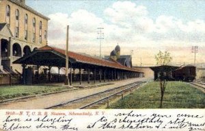 N.Y.C.R.R. Station, Schenectady, NY, USA Railroad Train Depot writing on back...