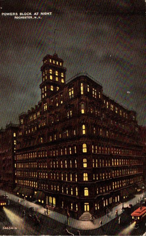 New York Rochester Powers Block At Night 1912