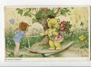 3120929 Winged Elf & TEDDY BEAR on Bridge by BAUMGARTEN old PC