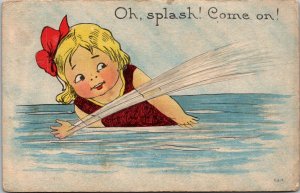 Humour Young Girl Oh Splash Come On 1914