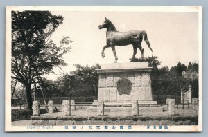 JAPAN VIEW OF SENDAI ANTIQUE JAPANESE POSTCARD HORSE STATUE