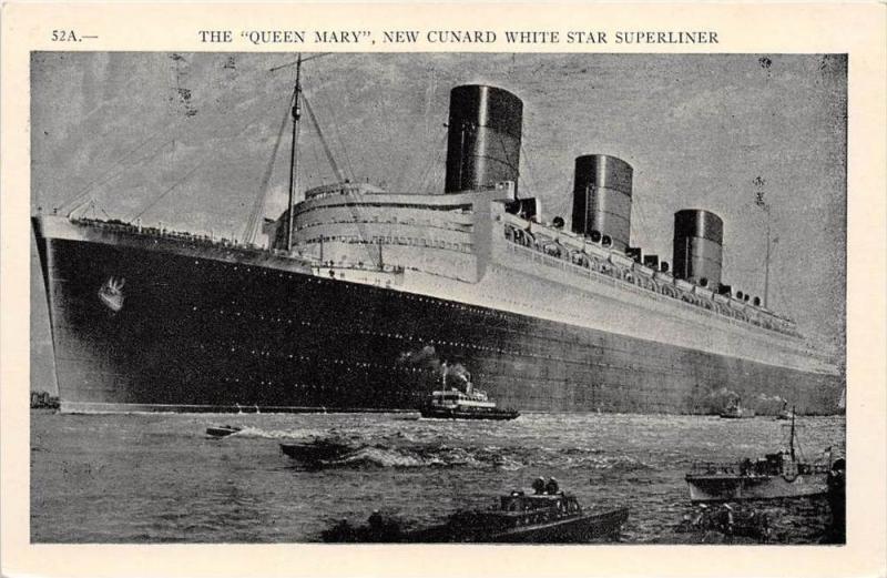 S.S. Queen Mary  Cunard White Star Superliner in harbor