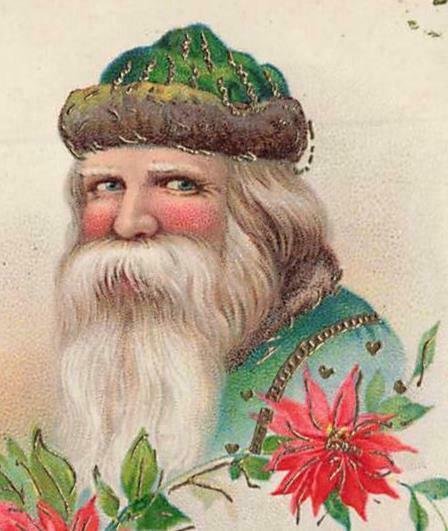 Gorgeous Green Blue Santa Claus Gel Gilt Germany Embossed c1910 P39