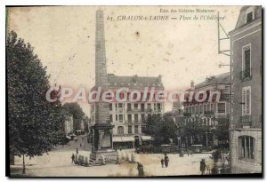 Old Postcard Chalon Sur Saone Place De I'Obelisque