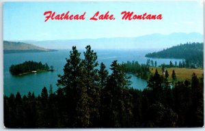 Postcard - Flathead Lake showing Dream Island - Montana