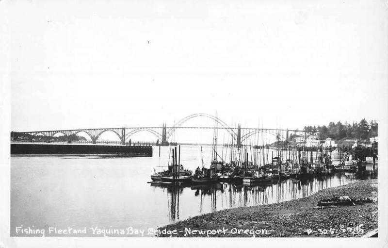 Newport Oregon Yaquina Bay Bridge Real Photo Antique Postcard K36011 