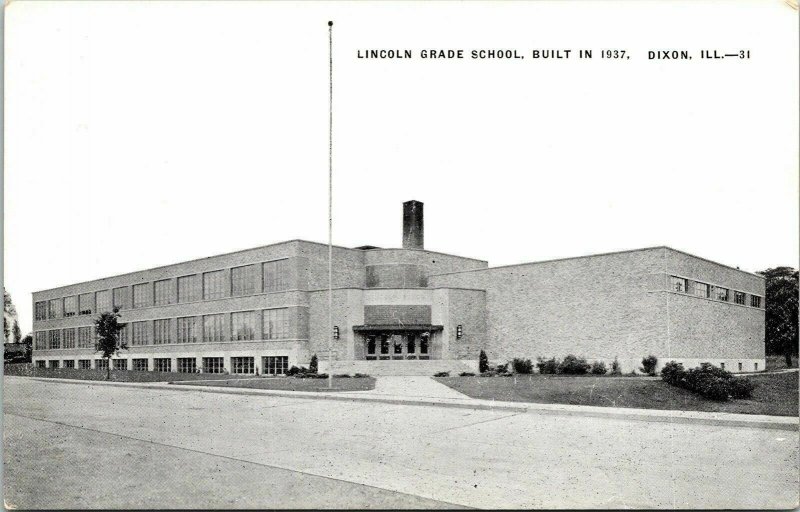 Lincoln Grade School Dixon Illinois IL Postcard EC Kropp VTG UNP Vintage Unused