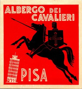 Hotel Luggage Label Albergo Dei Cavalieri Pisa Italy