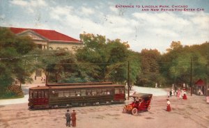 Vintage Postcard 1912 Entrance To Lincoln Park Pay-As-You-Enter Car Chicago ILL