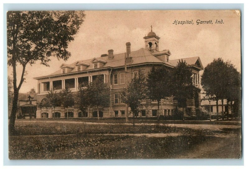 c. 1910 Hospital, Garrett, IN Postcard P14 