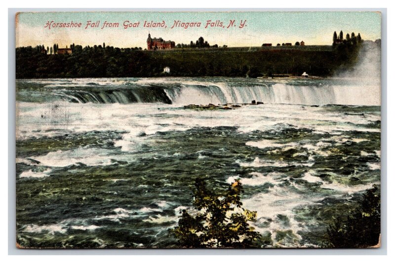 Horseshoe Falls From Goat Island Niagara Falls New York NY 1909 DB Postcard Q22