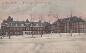 MAINE INSANE HOSPITAL SOUTH SIDE AUGUSTA MAINE X MARKS THE SPOT POSTCARD c.1905
