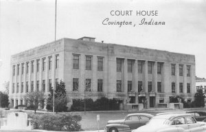 Indiana Covington Court House Automobiles Cunningham RPPC Postcard 22-2636