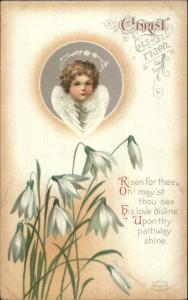 Easter - Angel Face Child Lily Flowers c1910 Postcard - Ellen Clapsaddle