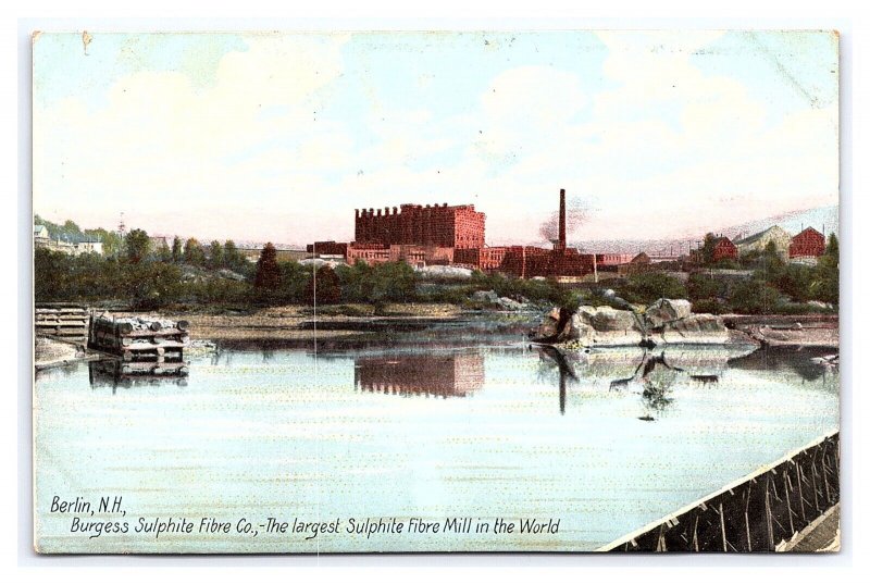 Burgess Sulphite Fibre Co. Berlin N. H. New Hampshire c1908 Postcard