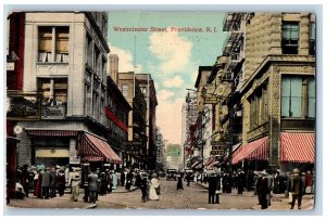 Providence Rhode Island RI Postcard Westminster Street Business Section 1915