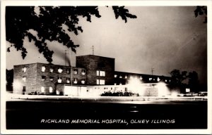 Real Photo Postcard Richland Memorial Hospital in Olney, Illinois