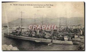 Postcard Old Boat Touln Group flotilla of destroyers against the small row