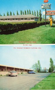 IA, Cedar Rapids, Iowa, Twin Poplar Motel, 50s Cars, Curteich No 7C-K1117