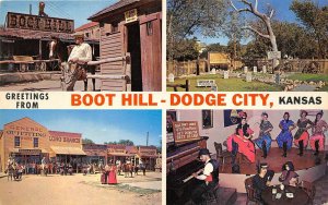 Dodge City Kanas 1950s Postcard Boot Hill Main Street Cemetery Dancing Girls