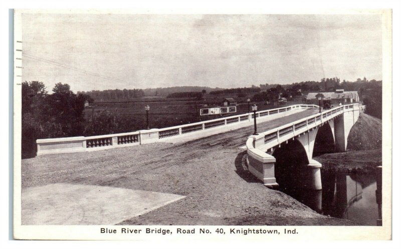 Blue River Bridge, Road No. 40, Knightstown, IN Postcard *6E(3)13