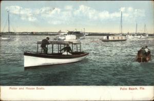 Palm Beach FL Motor & House Boats c1910 Postcard