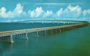 Vintage Postcard Chesapeake Bay Bridge Eastern & Wester Shores Maryland ML