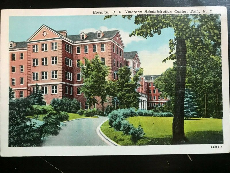 Vintage Postcard 1948 U.S. Veterans Administration Center Hospital Bath N.Y. United States