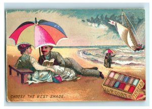 Lot Of 6 1880's Sewing Thread Trade Cards Funny Dog Children Beach Horses P154