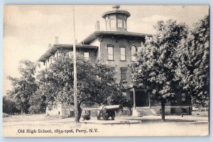 Perry New York Postcard Old High School Exterior Building c1905 Vintage Antique