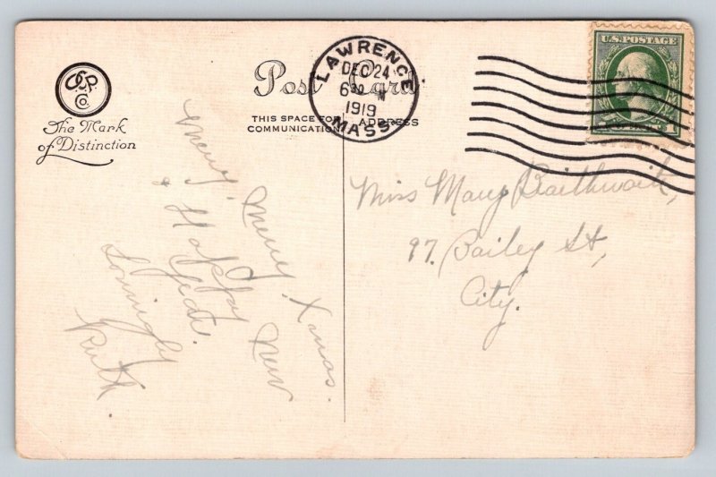 1919  Christmas  Xmas  Santa Pooping?    Postcard