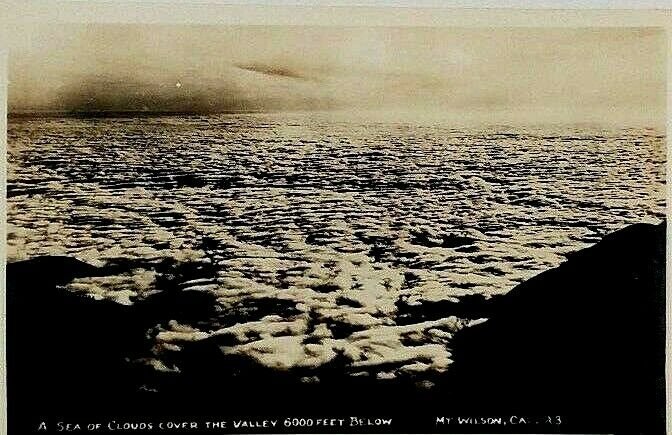 1940s RPPC Mt Wilson CA Cloud Cover Valley From Above San Gabriel Mtns Postcard 