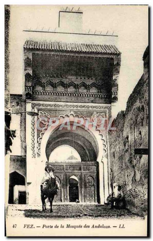 Old Postcard Fez Gate of the Mosque of the Andalusians