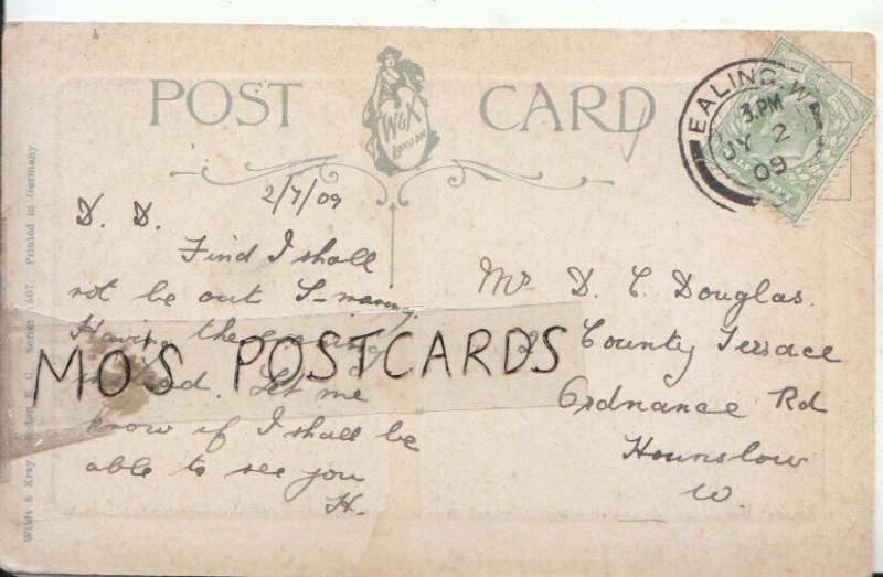 Genealogy Postcard - Douglas - Ordnance Road - Hounslow - London - Ref 729B