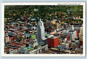 Fort Wayne Indiana IN Postcard Aerial View Buildings Trees 1937 Vintage Antique
